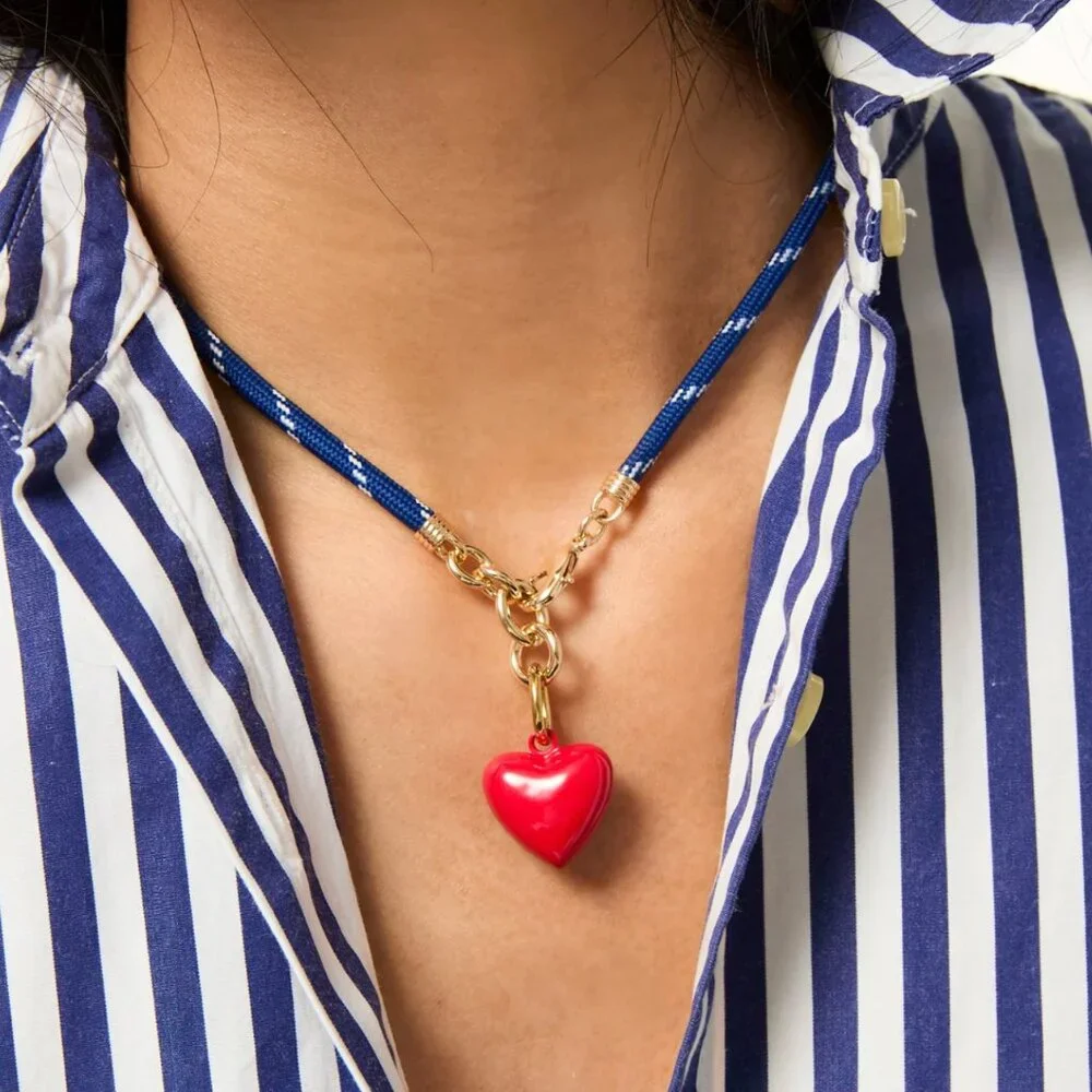 Roxanne Assoulin The Happy Cord Charm Necklace Navy/Red